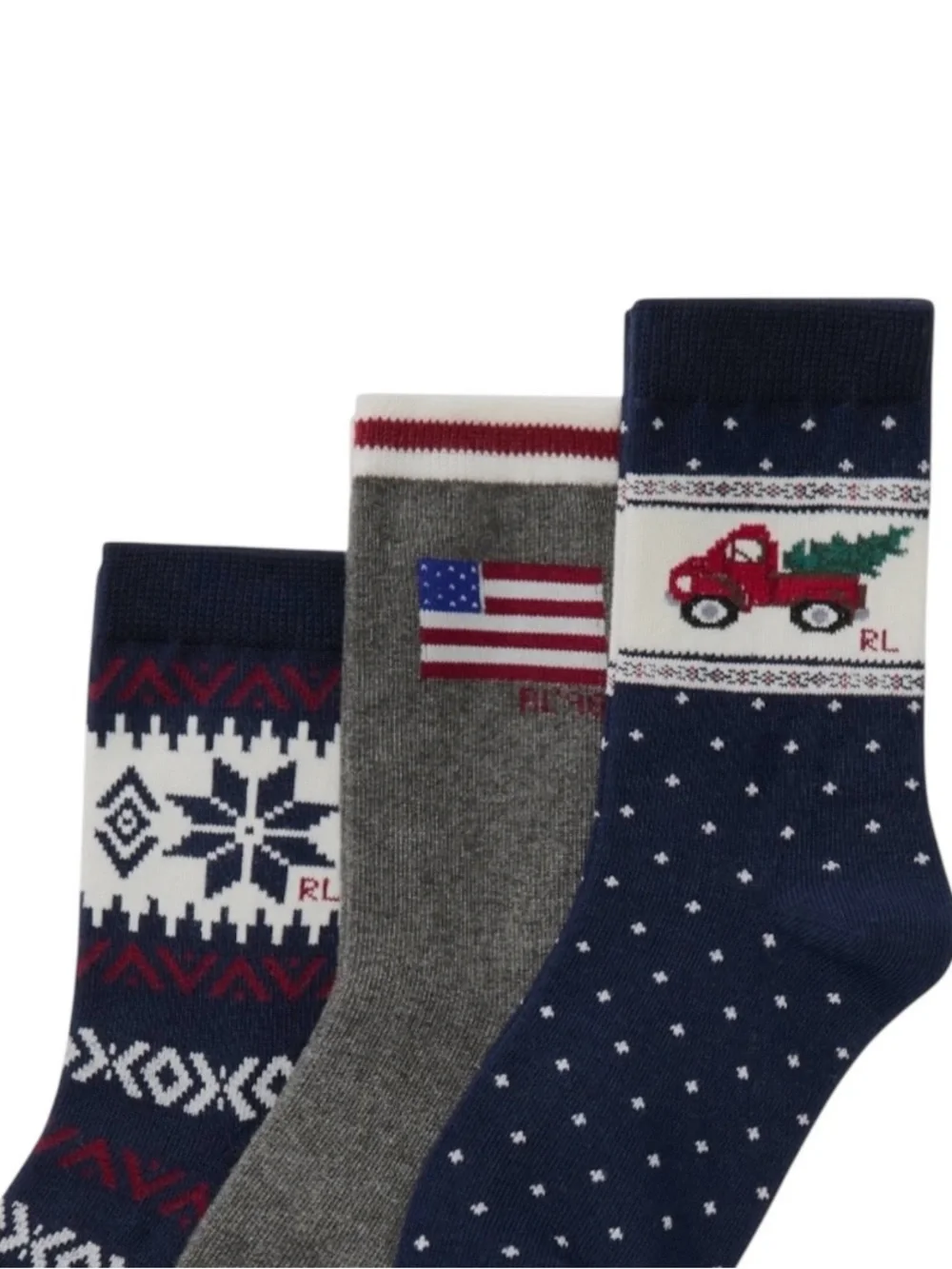 Polo Ralph Lauren Little and Big Boys' Holiday Truck Socks, 3-Piece Set